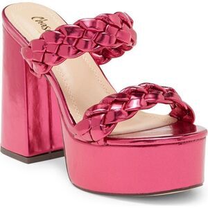 Chase & Chloe Women's‎ Sandal Chunky Platform Block Heels Fuchsia